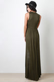 High-Low Sleeveless Mock-Neck Maxi Top