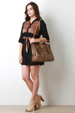 Distressed Vegan Leather Satchel Bag